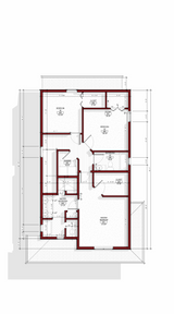 Second-floor plan of Château Caille with three bedrooms, two bathrooms, and laundry.