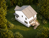 Rear exterior view of the Château Caille house plan.